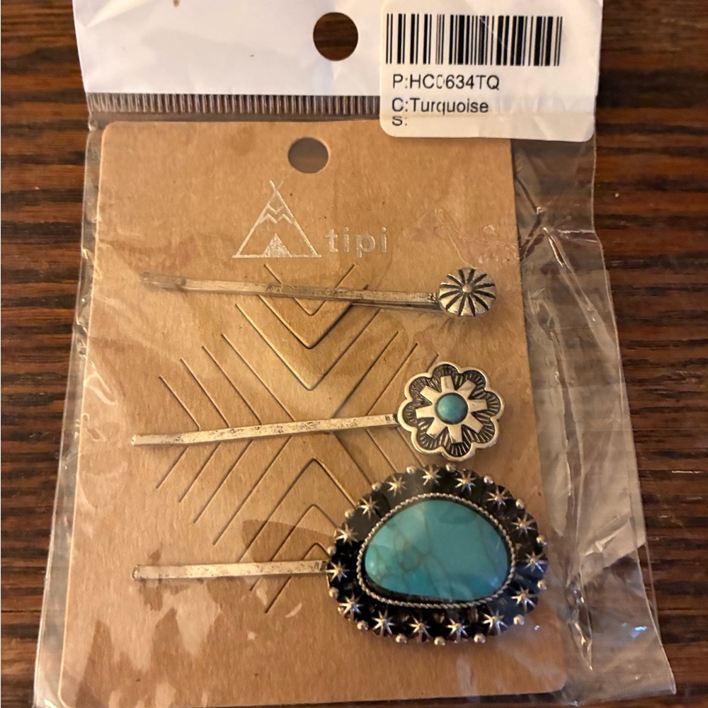 Silver and Turquoise Hairpin Set
